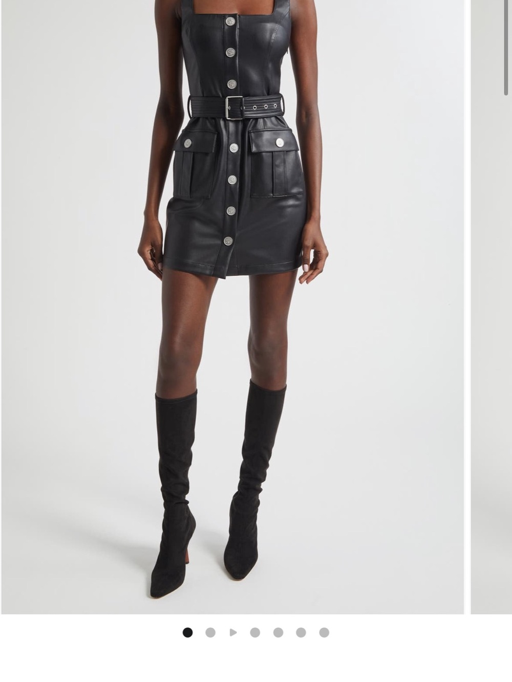 NWT L'AGENCE Black Faux Leather Button-Front Mini Dress
